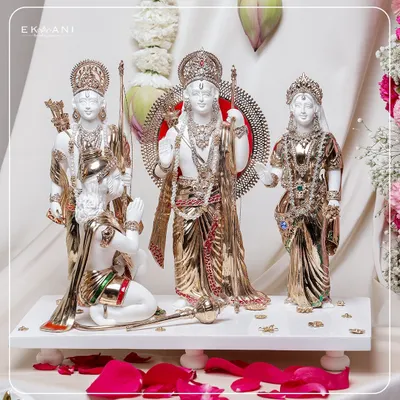 With Diwali approaching, I present this exclusive white and golden Ram Darbar from my Devaarya Collection. This masterpiece, symbolizing devotion and harmony, is designed to illuminate your home with blessings and divine elegance.