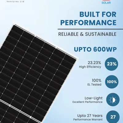 A detailed look at the performance specifications of our N-Type TOPCon module. It is 100% EL tested, offers excellent low-light performance, and is backed by a 27-year warranty, ensuring you get reliable power and maximum savings.