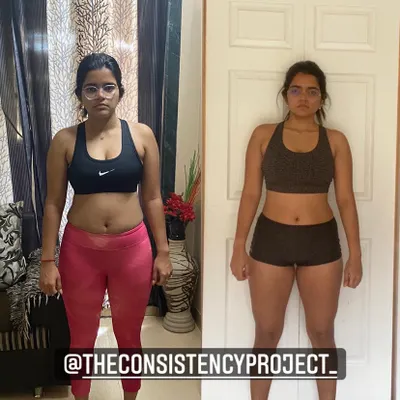 This is what body recomposition looks like. Shreya's goal was to get leaner and build muscle, and she achieved this by staying consistent with 4-5 training sessions a week, even with a hectic corporate schedule.
