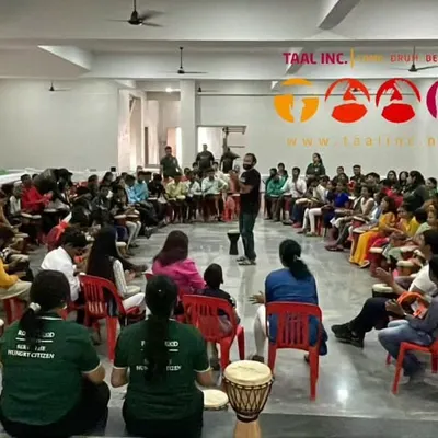 We have so much love for the Robin Hood Army. We had the opportunity to lead a drum circle for a group of 120 visually impaired persons, or VIPs as they call them. The energy and rhythm in the room were truly inspiring.