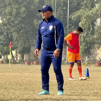 Our mentor, Keshav Sir, an AIFF instructor, providing guidance to our coaches during a training session.