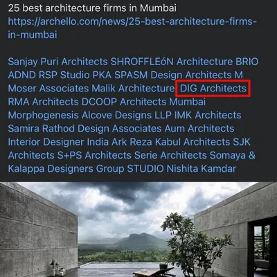 We are grateful to be included in Archello's list of the "25 best architecture firms in Mumbai." It is a privilege to be named among such distinguished peers and a validation of our firm's contributions to contemporary Indian architecture.