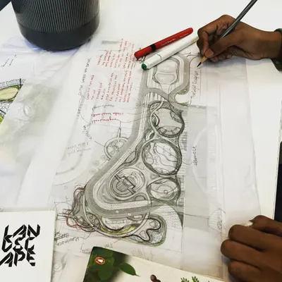 A look at our process. A hand-drawn sketch on trace paper, exploring the layout for a 45-acre residential project near Chennai. This is where we define the core concepts of movement and zoning.
