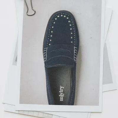A preview of my studded suede loafers from the FW-25 collection. The hand-applied silver studs add a touch of modern edge to the classic, comfortable silhouette of a driving loafer.