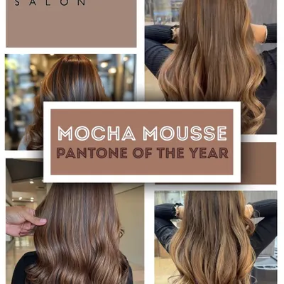 Embracing the sophisticated hues of Mocha Mousse. This collage showcases the versatility of this rich brown shade, from soft waves to sleek, straight styles. It's a timeless and chic choice.