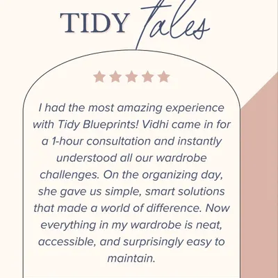 This beautiful feedback is why I do what I do. We transformed this client's wardrobe in just a few hours with smart storage solutions, making everything neat, accessible, and easy to maintain.