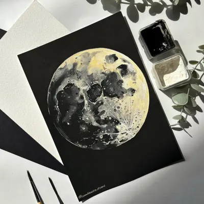 I love painting the moon. This is a detailed gouache painting on black paper, where I focused on capturing the textures and craters. This piece was part of an art contest and pushed me to explore new techniques.