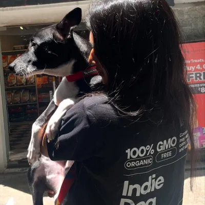 Twinning with my best friend. Our "100% GMO Free, Organic Indie Dog" t-shirt is a celebration of our amazing Indian streeties. Adopt, don't shop.