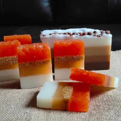 A collection of my honey oat milk and coffee bathing bars. The honey and oat soap gently exfoliates and soothes, while the coffee bar is invigorating and great for the skin.