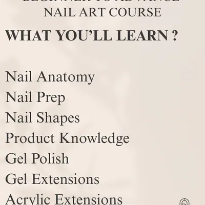 My course curriculum starts with the fundamentals. We cover everything from nail anatomy and safe prep to understanding different nail shapes and product knowledge, ensuring you have a strong foundation.