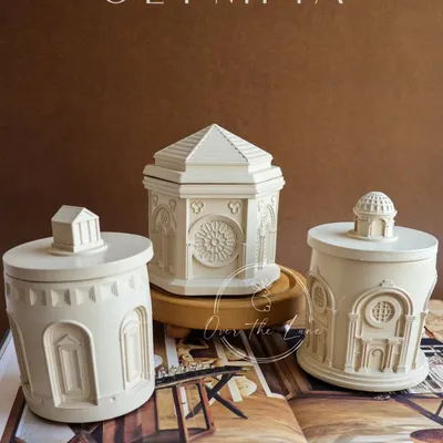 My complete Olympia jar collection, inspired by classical Roman architecture. These sculptural eco-resin jars are perfect for storing trinkets or can be custom-poured as candles.