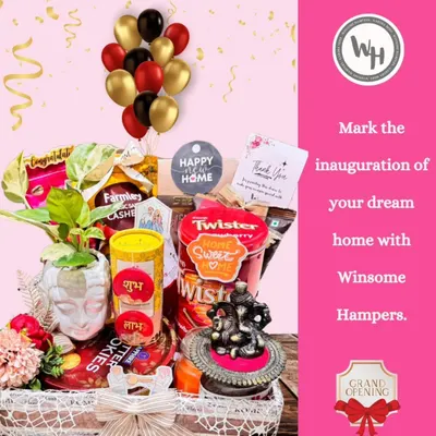 Mark the inauguration of a dream home with this celebratory hamper. It includes a Ganesha idol for blessings, a live plant for new life, and a variety of snacks and treats to enjoy in the new space.