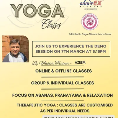 We regularly host free demo sessions and workshops for the community. This flyer announces our upcoming Yoga session, a Self-Defence workshop for International Women's Day, and new Martial Arts classes.
