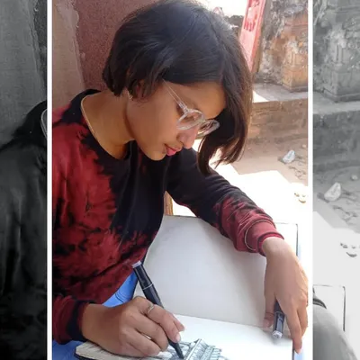 Me, in my element. The sketching must go on, no matter where I am. My sketchbook is my constant companion.