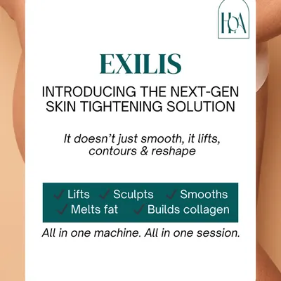 I'm excited to introduce Exilis, a next-generation skin tightening solution. It doesn't just smooth the skin; it lifts, sculpts, reshapes, melts fat, and builds collagen, all in one machine and one session.