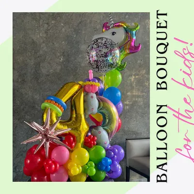 For the unicorn-obsessed kid, this magical unicorn and rainbow themed number bouquet is a dream come true. It's perfect for a 4th birthday celebration.