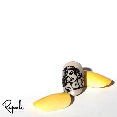 A simple but effective design using stamping to create a portrait on the nail. Stamping is a great way to achieve detailed graphic images.