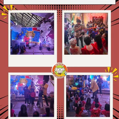 A collage from Azad's super-hero birthday bash! The party was filled with action, experiments, and a league of little heroes ready to save the day with science.