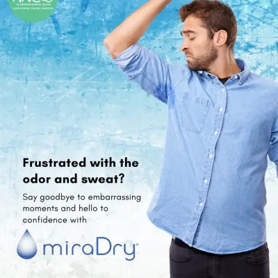 Frustrated with odor and sweat? Say goodbye to embarrassing moments and hello to confidence with MiraDry, the only FDA-approved treatment for permanently reducing underarm sweat and odor.