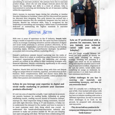 I was so excited to be featured in the July 2024 issue of Namya magazine. This page features me and my husband, Deepak, and talks about our journey with Eshtyles.