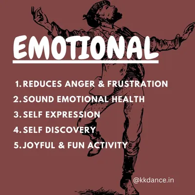 Dance is a fantastic outlet for your emotions. It helps reduce frustration, promotes self expression, and is simply a joyful and fun activity to add to your life.