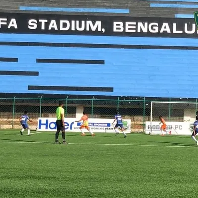 Action from our U-13 team's dominant 9-1 victory in the KSFA Youth Premier League match against Dynamic Sporting FA, played at the iconic KSFA Stadium in Bengaluru.