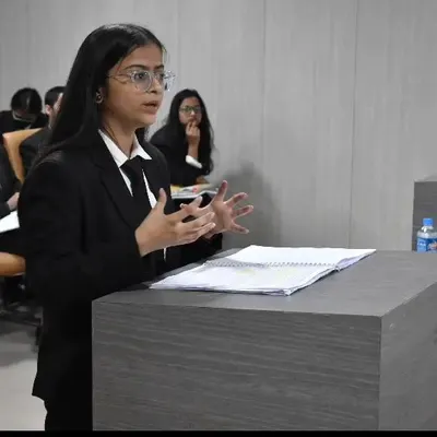 A throwback to my law school days, presenting arguments during a moot court competition in 2022. This is where we learn to think on our feet and build the confidence to argue in a real courtroom.