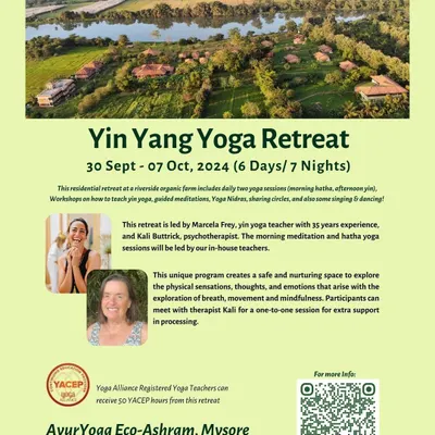 We are pleased to offer a Yin Yang Yoga Retreat led by experienced teachers Marcela Frey and Kali Buttrick. This residential program is designed for deep psychological and physical release and is eligible for Yoga Alliance continuing education hours.