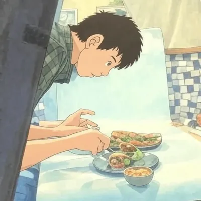 An illustration capturing the careful process of styling fresh spring rolls. This Ghibli-style art reflects our attention to detail and the hands-on nature of our work.