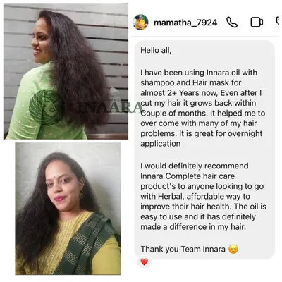 A loyal client of over two years shares how my complete hair care system, including the oil, shampoo, and mask, helped her overcome her hair problems and grow her hair back even after a cut. Consistency is key.