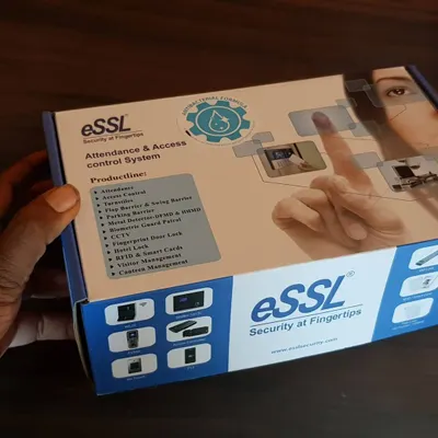 This is an eSSL attendance and access control system. It uses a fingerprint scanner to verify identity, providing security at your fingertips for offices and other restricted areas.