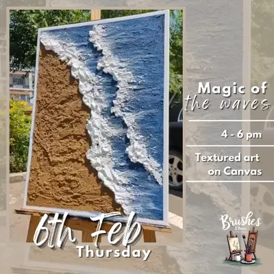 The magic of the waves, captured with texture. This large canvas shows how you can use palette knives and paste to create a realistic, 3D beach scene.