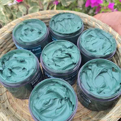 A basket of my freshly made Charcoal Face Pack, perfect for an ultimate skin detox. This ready to use pack helps pull out impurities, leaving your skin feeling fresh, clean, and bright.