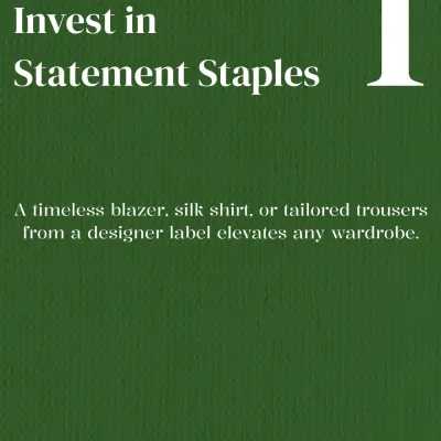 I believe in investing in statement staples. A timeless blazer, a silk shirt, or a pair of perfectly tailored trousers from a designer label can elevate your entire wardrobe and serve you for years to come.