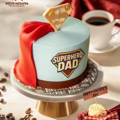 This Father's Day, give the gift of pure indulgence! Our "Superhero Dad Cake" is a delicious vanilla sponge with espresso-hazelnut crème au beurre.