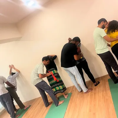 A glimpse into our August labor prep workshop where couples learn to work together. Here, they are practicing a slow dance position, which helps with relaxation and uses gravity to encourage labor progress.