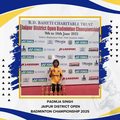 A testament to hard work: Padmja Singh with her seven medals from the Jaipur District Championship. Our junior tournaments are where champions are discovered and celebrated.