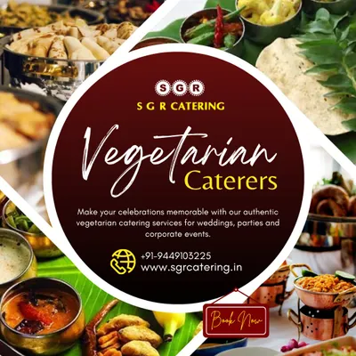 A collage showcasing the breadth of our vegetarian catering services. We make celebrations memorable with authentic food for weddings, parties, and corporate events.