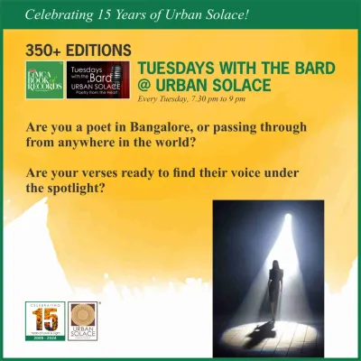 This poster captures the essence of 'Tuesdays with the Bard', our legacy event. It's a call to all poets to find their voice under our spotlight.