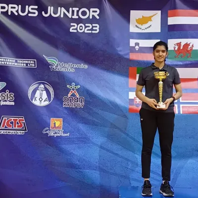 A proud moment for the academy. Raksha Kandasamy winning the Gold Medal at the Cyprus Junior International Series 2023, her first BWF Junior International title.