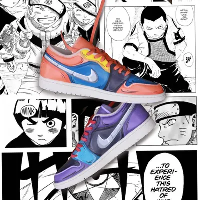 For all the anime fans, this one was a blast. I designed this pair of custom Nike Jordans with a split Naruto and Sasuke theme, bringing the iconic manga panels to life with vibrant colors.