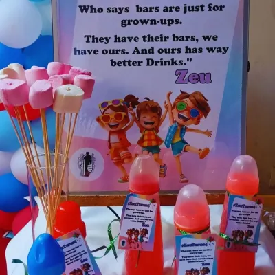 Who says bars are just for grown-ups? We had a blast creating this special non-alcoholic bar for a 4th birthday party, complete with fun drinks in baby bottles and marshmallow skewers.