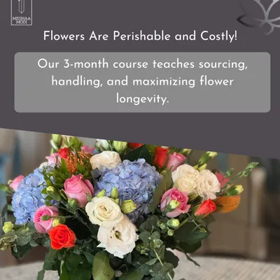 Flowers are perishable and costly. My 3-month course teaches crucial flower management skills, including sourcing, handling, and maximizing longevity to protect your bottom line.