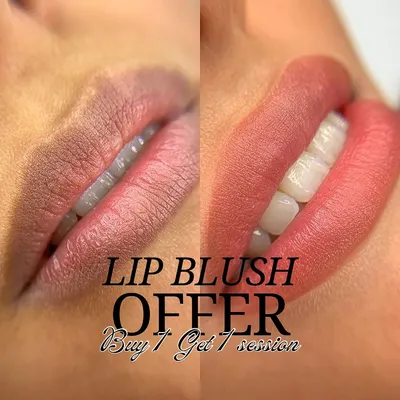 See the amazing difference with my lip blushing service. On the left, you can see the client's lips before, with some uneven pigmentation. On the right is the result after the procedure, showing a beautiful, healthy, and even lip tint. This semi-permanent makeup boosts your natural color and defines your lip shape.