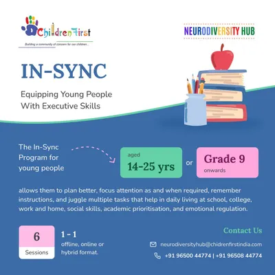 Our In-Sync program equips young people aged 14-25 with essential executive skills. In six 1-on-1 sessions, we help them learn to plan better, focus attention, and manage multiple tasks for daily living at school, home, and work.