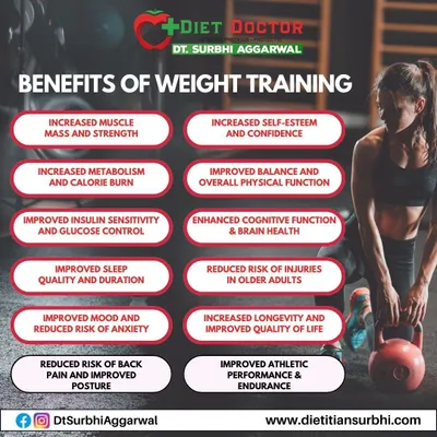 Weight training offers incredible benefits beyond just building muscle. This infographic explains how it can increase metabolism, improve insulin sensitivity, enhance brain health, and reduce anxiety.