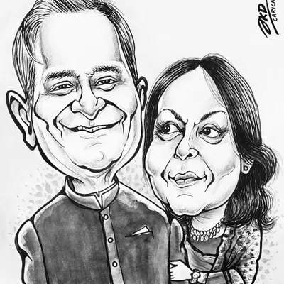 A caricature is a wonderful idea for an anniversary gift for your parents or in-laws. This piece captures the bond of a couple in a timeless, black and white style.
