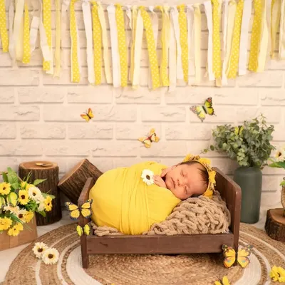 This sunflower and butterfly theme creates a bright, cheerful, and sunny atmosphere. I design complete sets with backdrops, props, and accessories to match your chosen theme.
