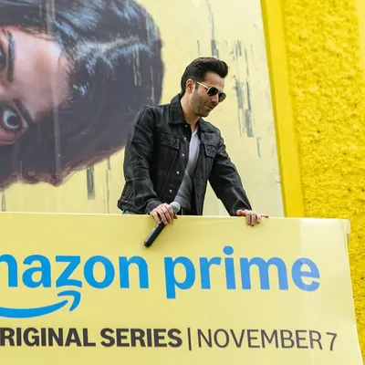 On assignment for Amazon Prime, capturing Varun Dhawan at the 'Citadel Honey Bunny' poster launch. Event photography requires anticipating key moments.