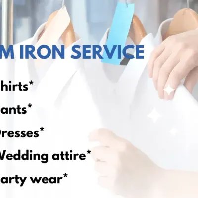 Don't let wrinkles ruin your look. My mobile steam iron service is available for all types of clothing, including shirts, pants, dresses, and heavy wedding or party wear, giving you a polished look on location.